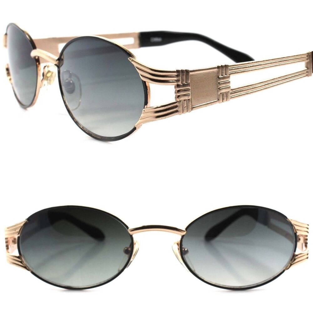Old stock True Vintage 70s 80s Urban Indie Hip Swag Fashion Gold Oval Sunglasses